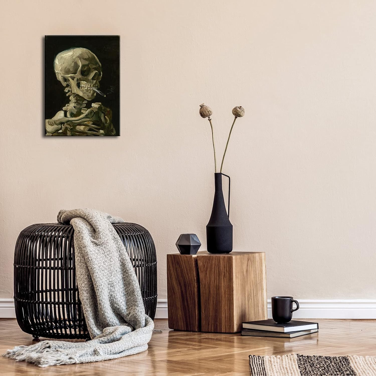 Wieco Art Skull of a Skeleton with Burning Cigarette, 1886 by Vincent Van Gogh Canvas Wall Art for Home Decor and Wall Decor Post-impressionism Canvas Prints Pictures Artwork - Image 7