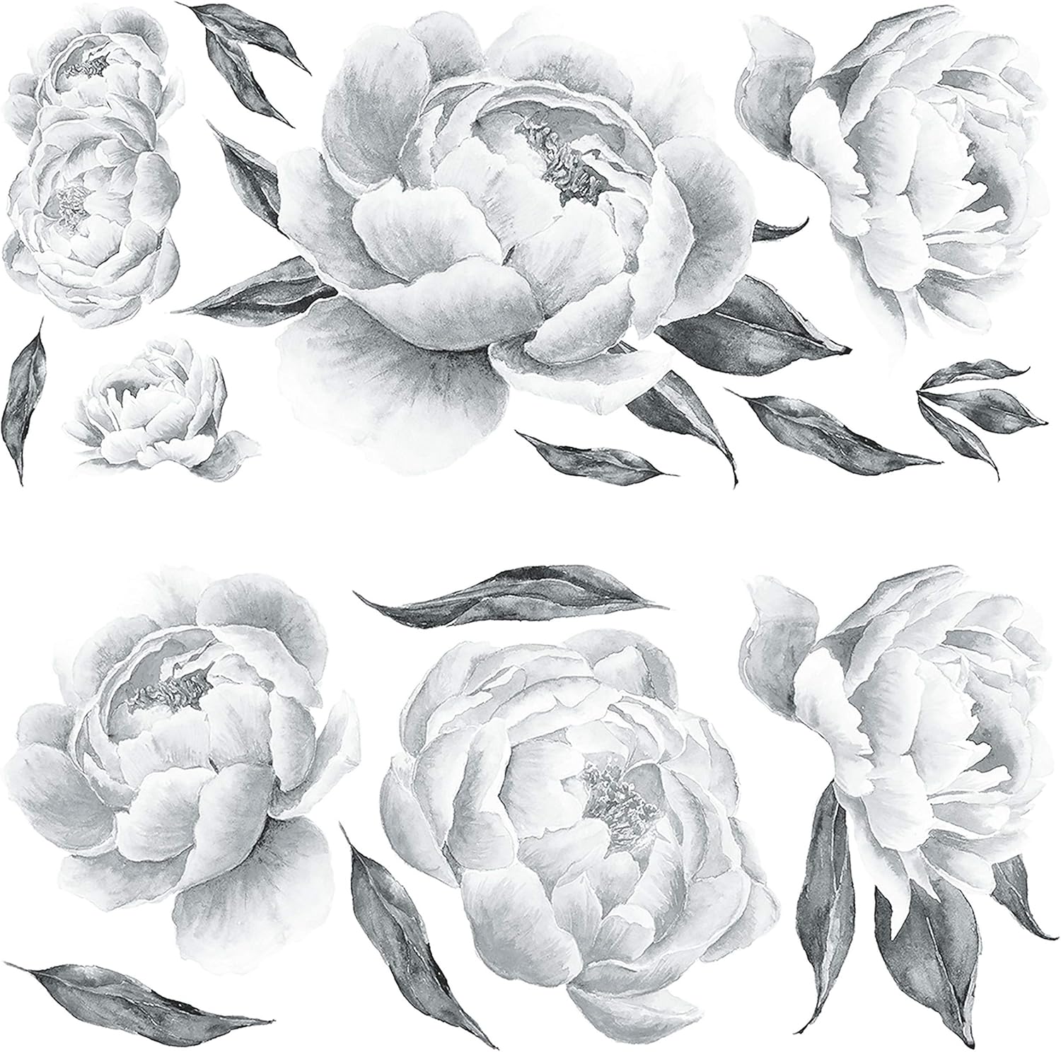 RoomMates RMK4413GM Black and White Peonies Giant Floral Peel and Stick Wall Decals - Image 5