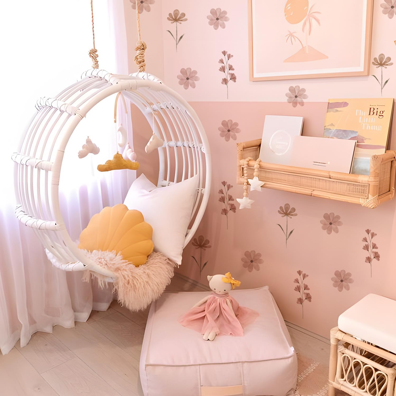 YouRfocus Daisy Wall Decals | 84 PCS Boho Flower Stickers for Girls' Rooms, Playrooms, and Nurseries | Dual Layer Print for High Coverage | Removable Peel and Stick Wall Decor (Pink-B) | 12 Sheets - Image 2